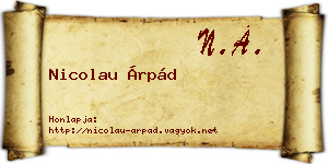 Nicolau Árpád névjegykártya