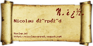 Nicolau Árpád névjegykártya